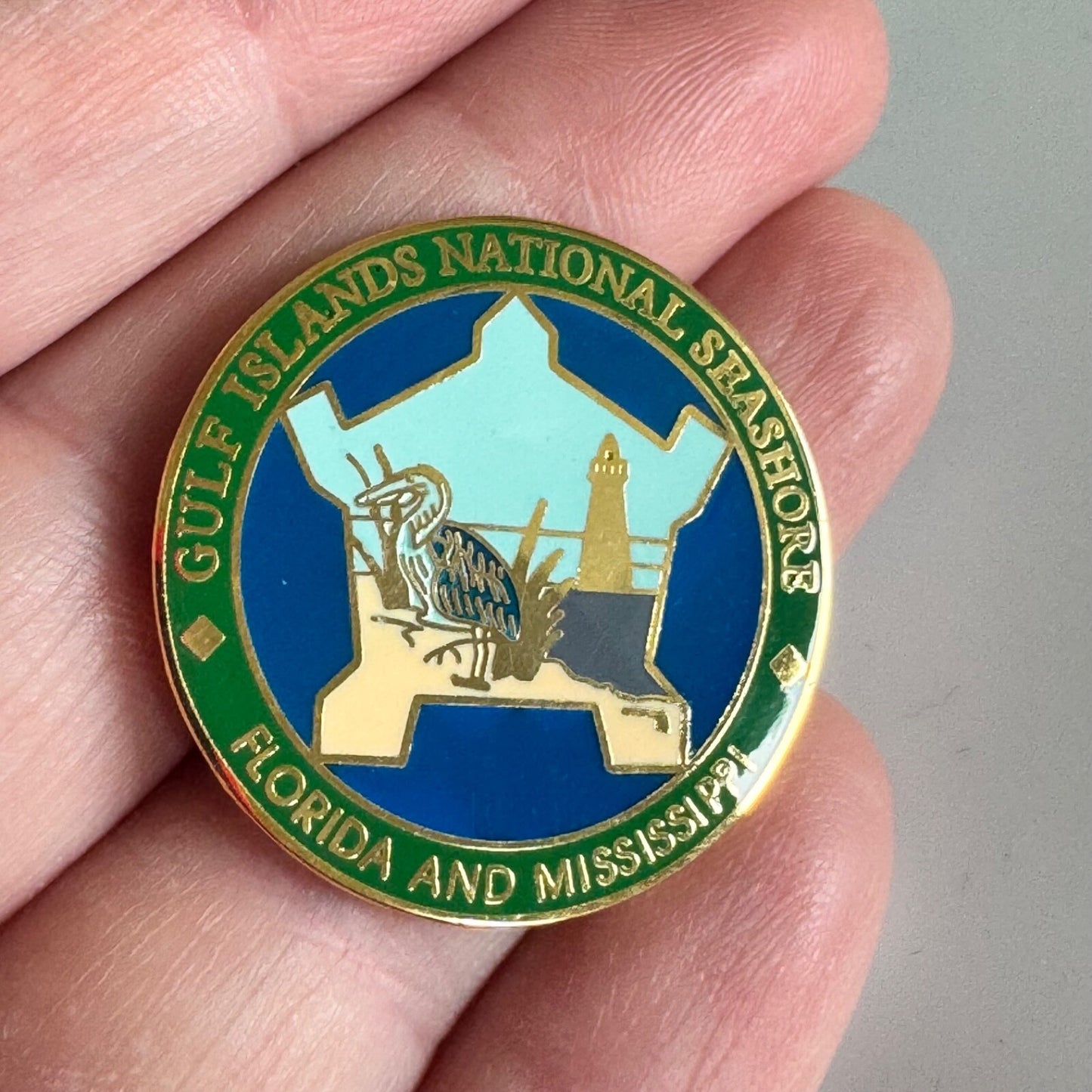 Vintage Gulf Islands National Seashore Pin – Florida Mississippi Pelican Rare