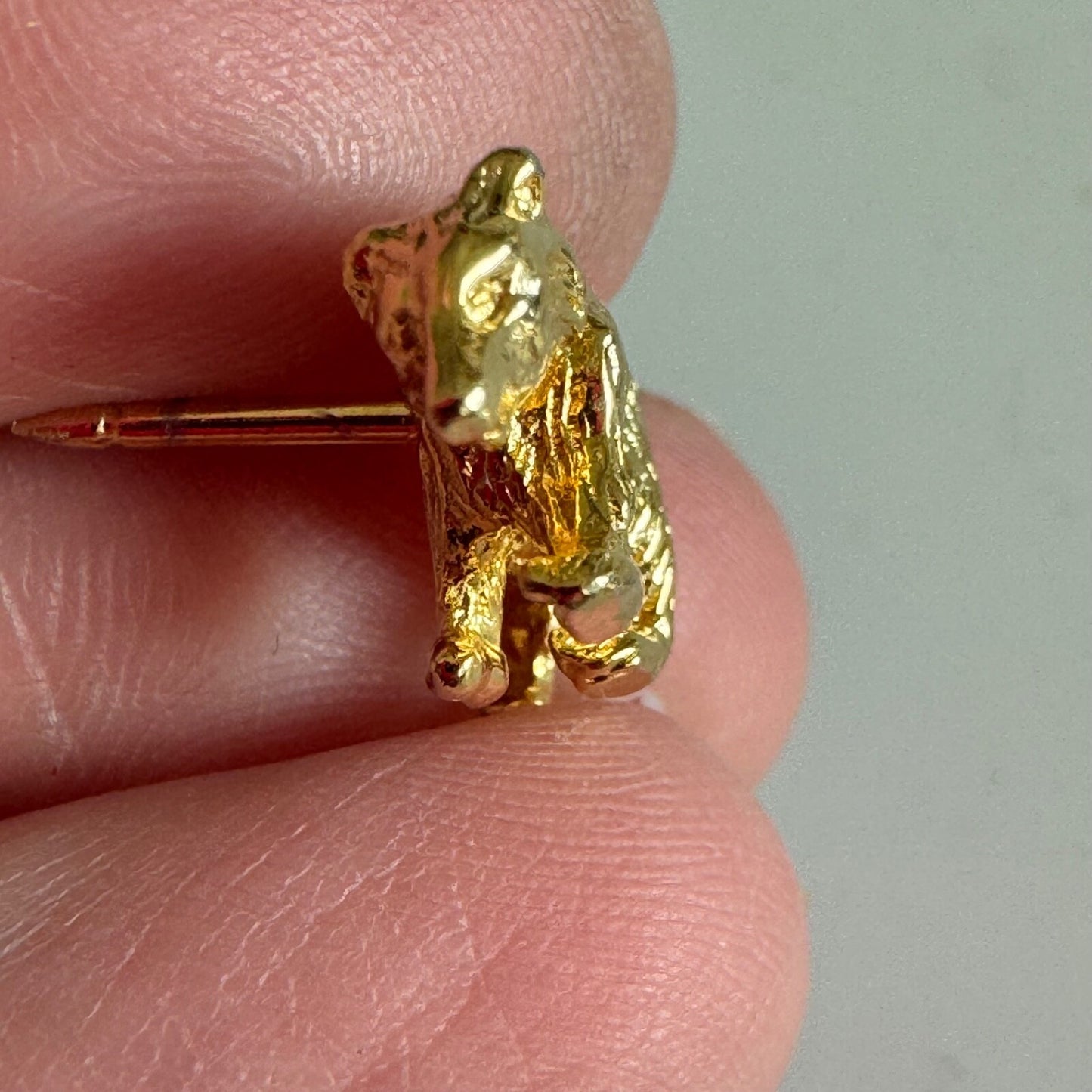 Vintage Gold Tone Bear Lapel Pin Tie Tack California