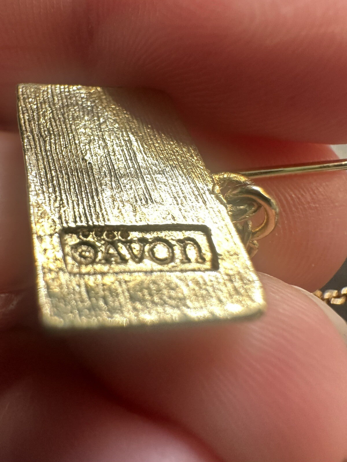 Signed Avon Phone Lapel Stick Pin - Rotary Dial Telephone - Gold Tone