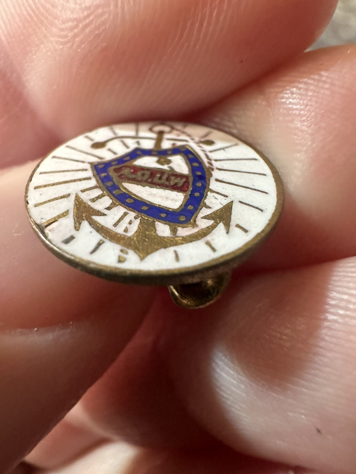 Antique Ancient Order United Workmen Pin Whitehead & Hoag C-clasp