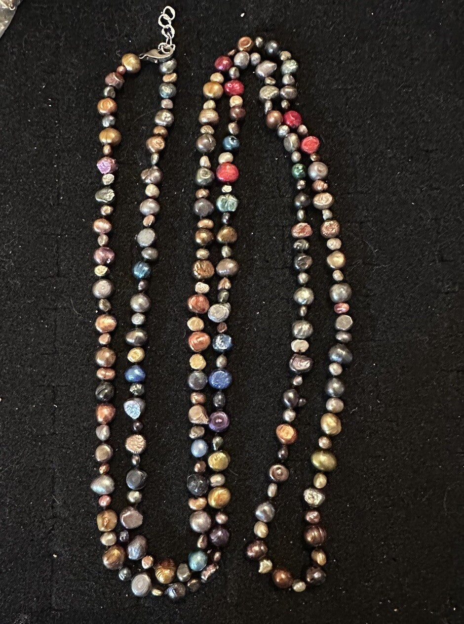 50” Necklace Multicolor & Size Dyed Freshwater Pearls Purple Blue & More Endless