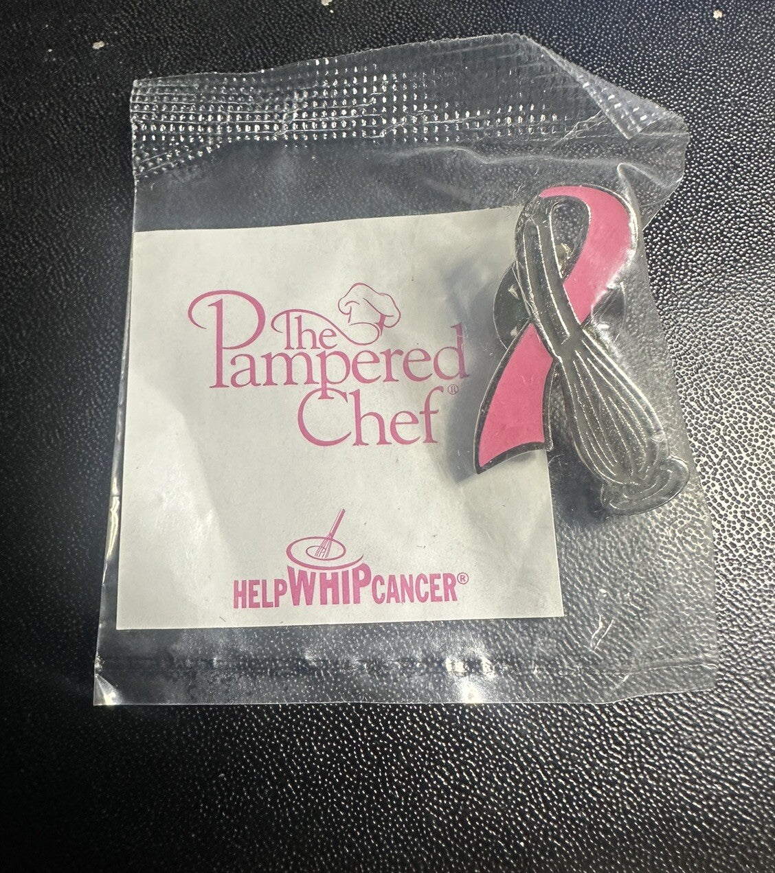 THE PAMPERED CHEF Lapel Pin HELP WHIP CANCER Breast Cancer