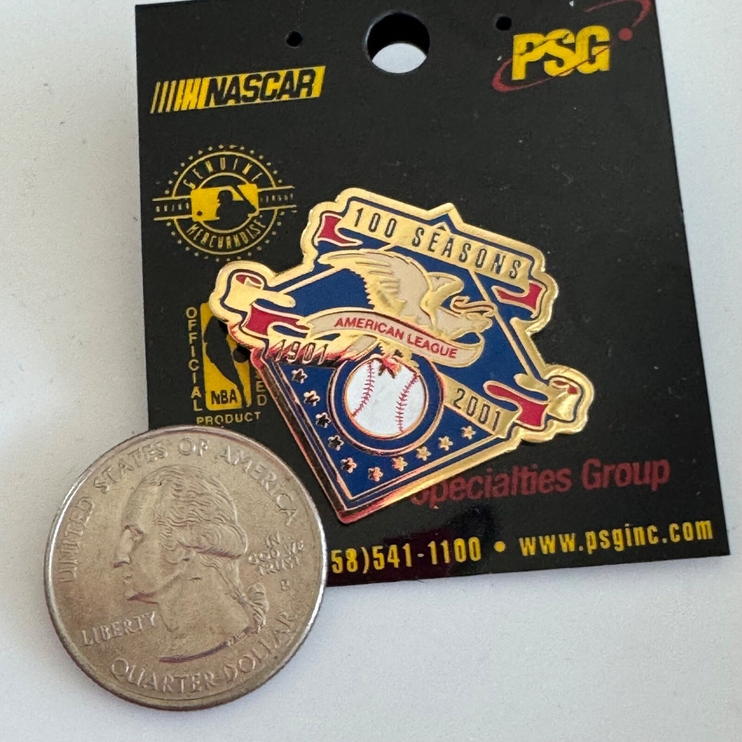 Vintage American League 100 Seasons 1901 2001 Baseball Lapel Pin PSG New on Card