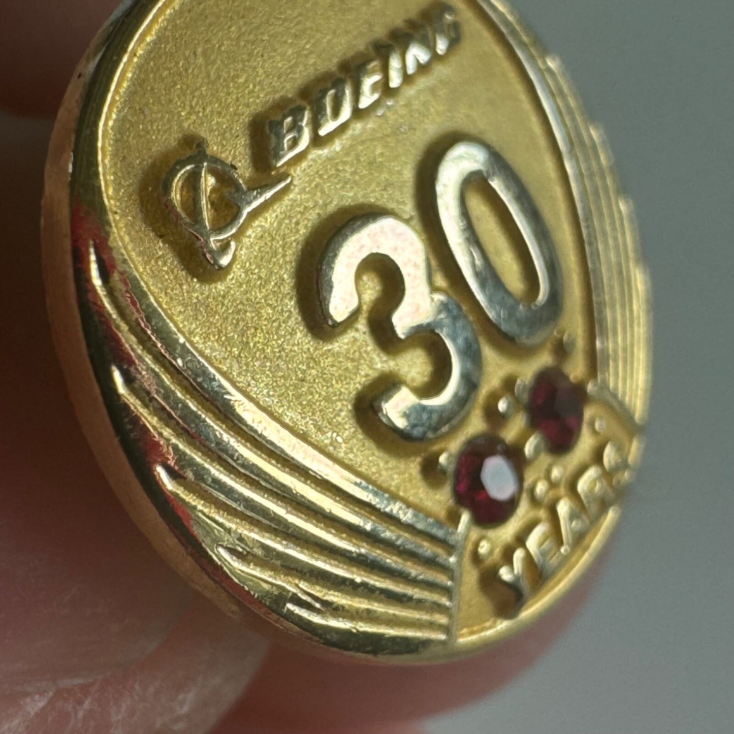 Vintage Boeing 30 Years Service Lapel Pin Gold Tone Screwback