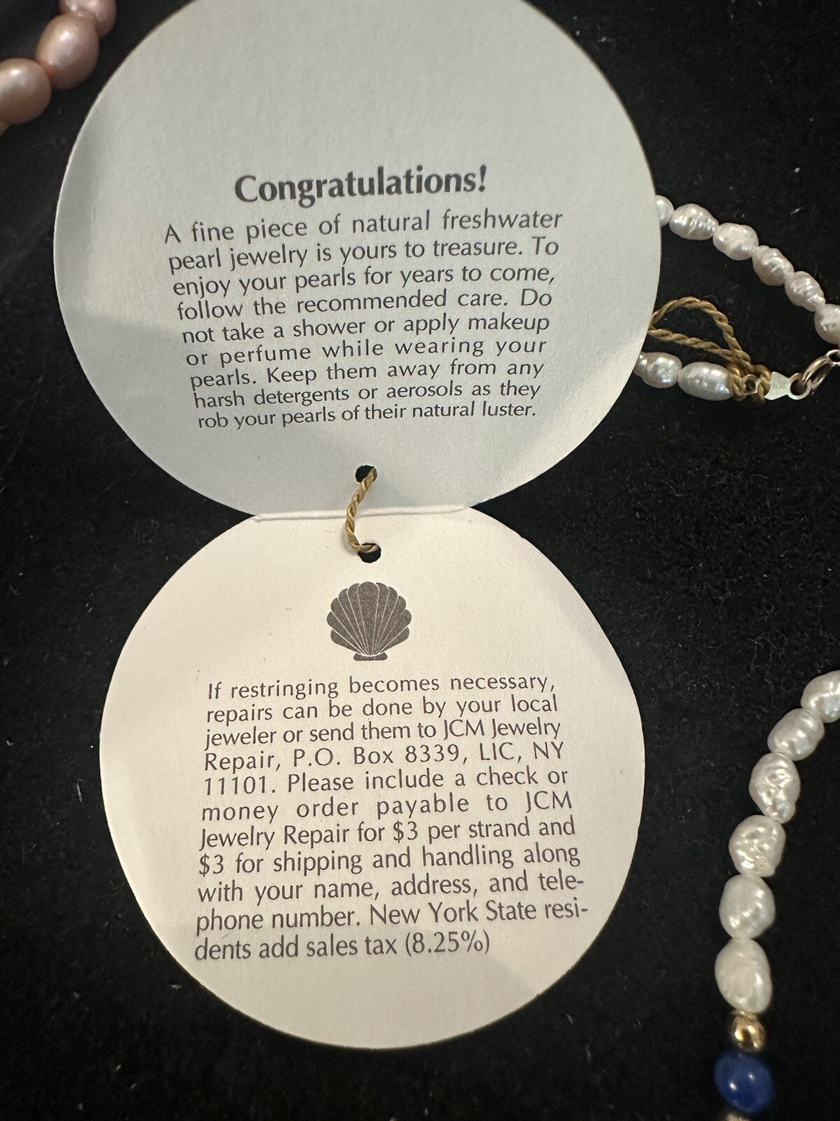 AUTHENTIC SIGNED 14KT & FRESHWATER PEARL LAPIS STATIONS NECKLACE 18.5”