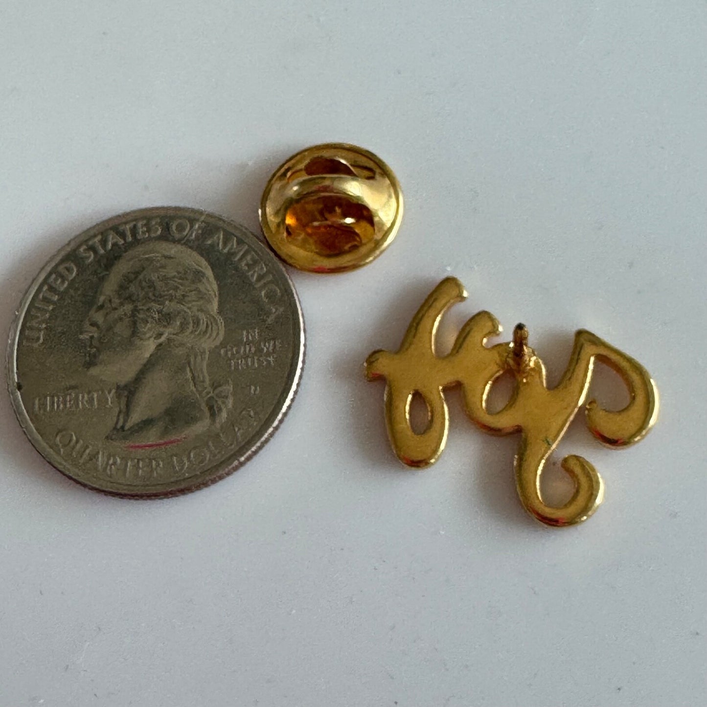"Joy" Script Pin – Elegant Golden Word Design Gold Tone