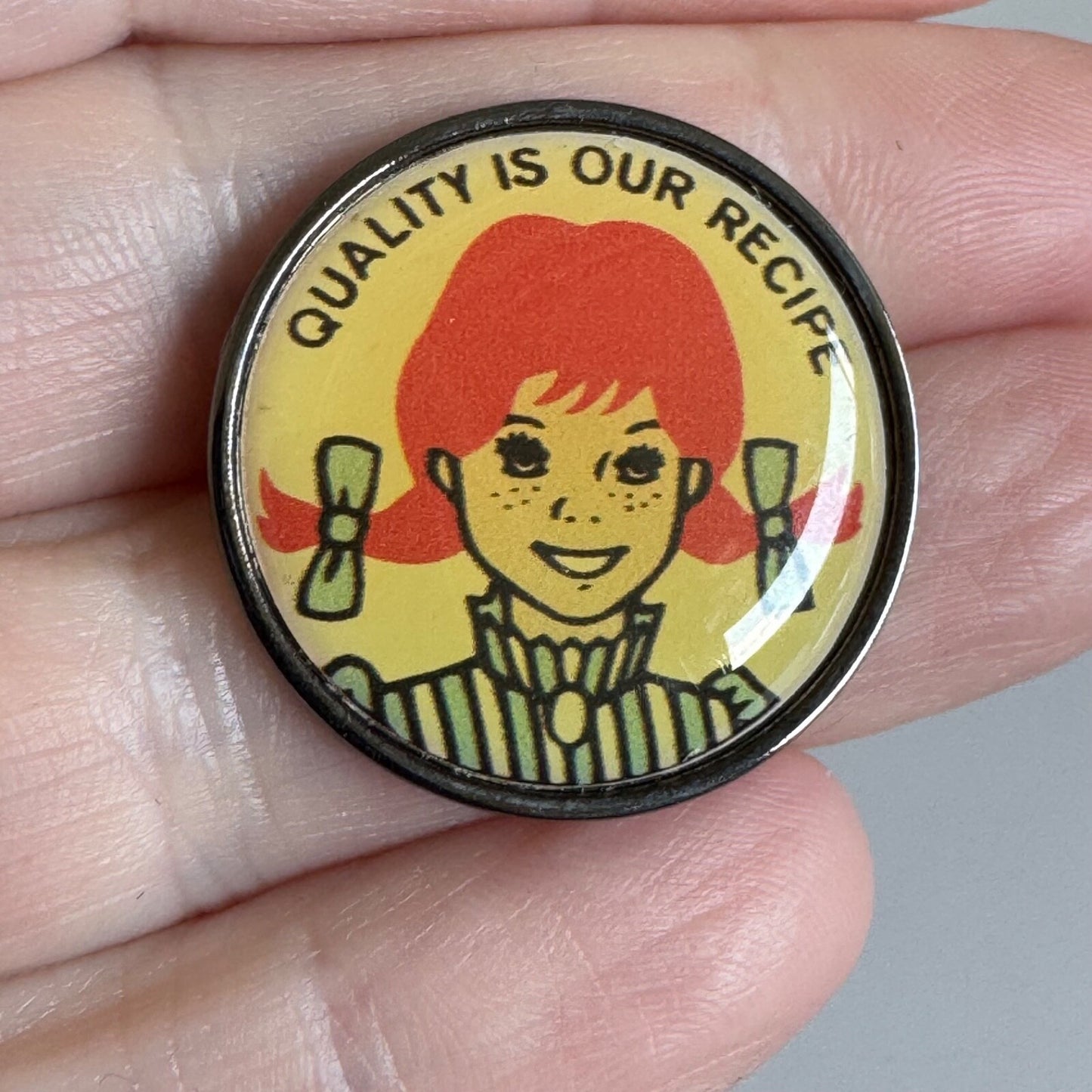 Wendy’s “Quality Is Our Recipe” Pin – Classic Redhead Logo Badge
