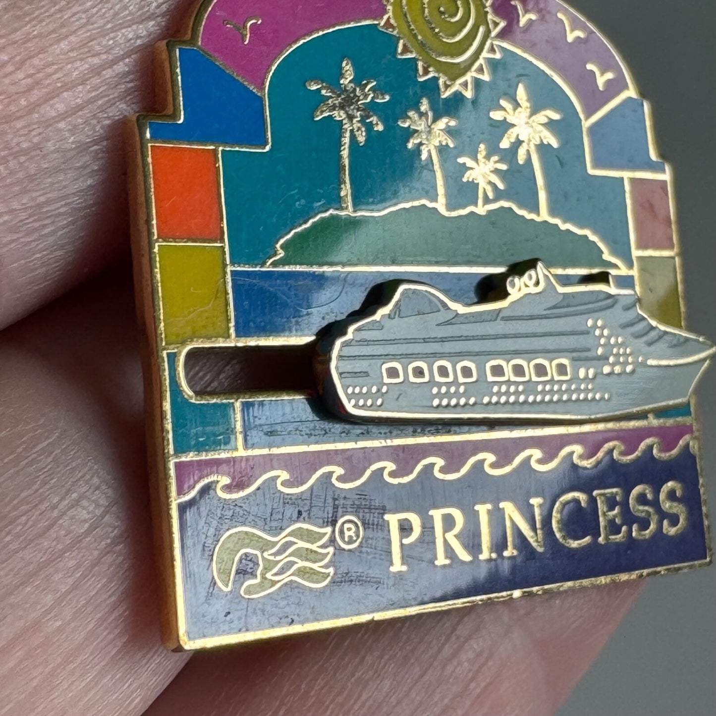 Vintage Princess Cruises Articulating Cruise Ship Souvenir Lapel Pin