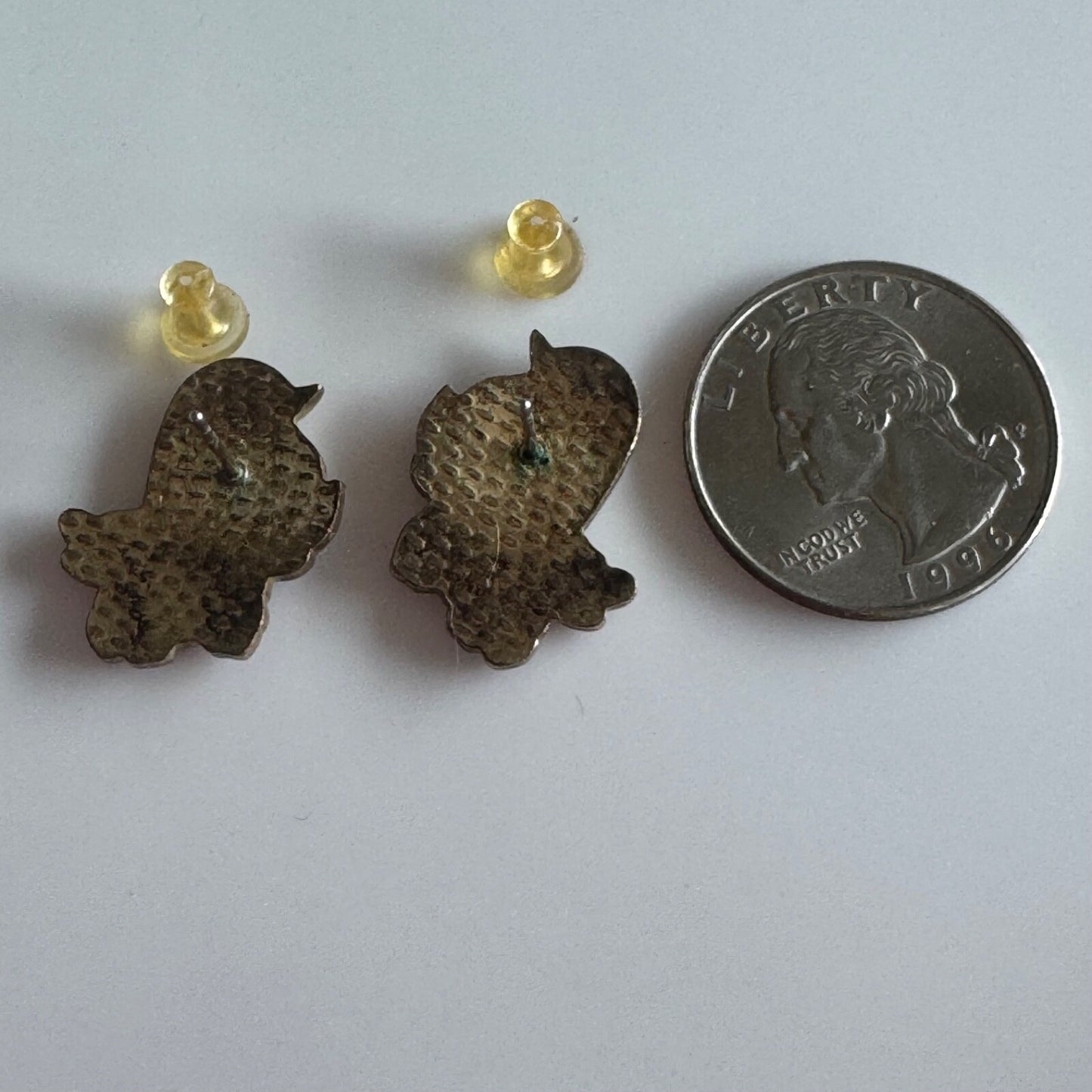 Vintage Cloisonne Bird Earrings with Flowers Pierced