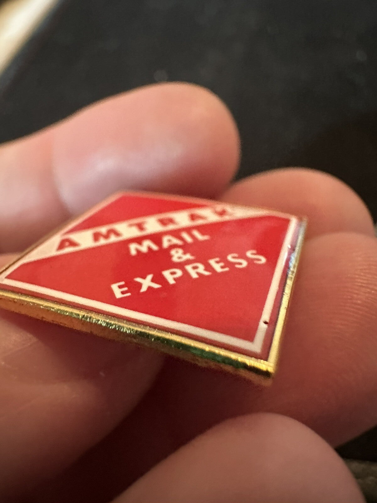 AMTRAK Mail & Express Lapel Pin Red White Railroad Train