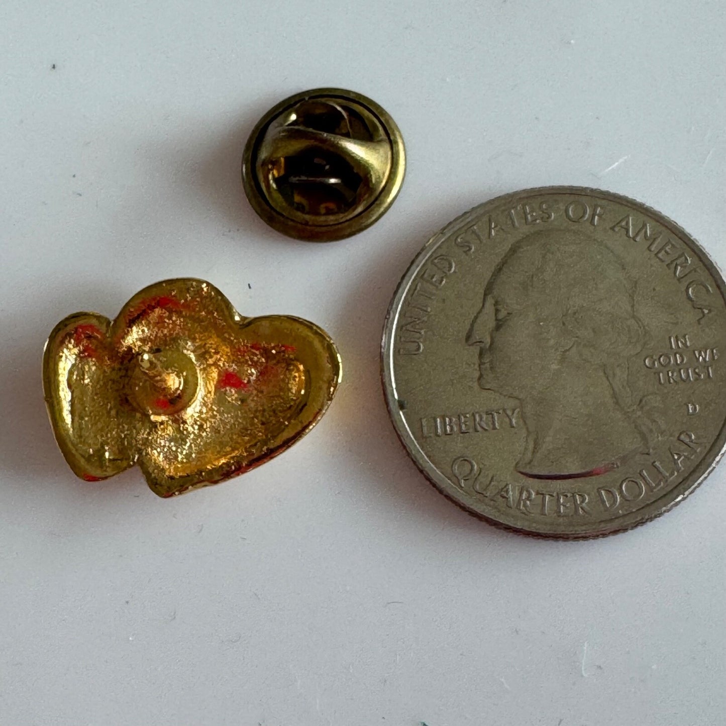 Double Puffy Heart Pin – Gold Tone Overlapping Hearts
