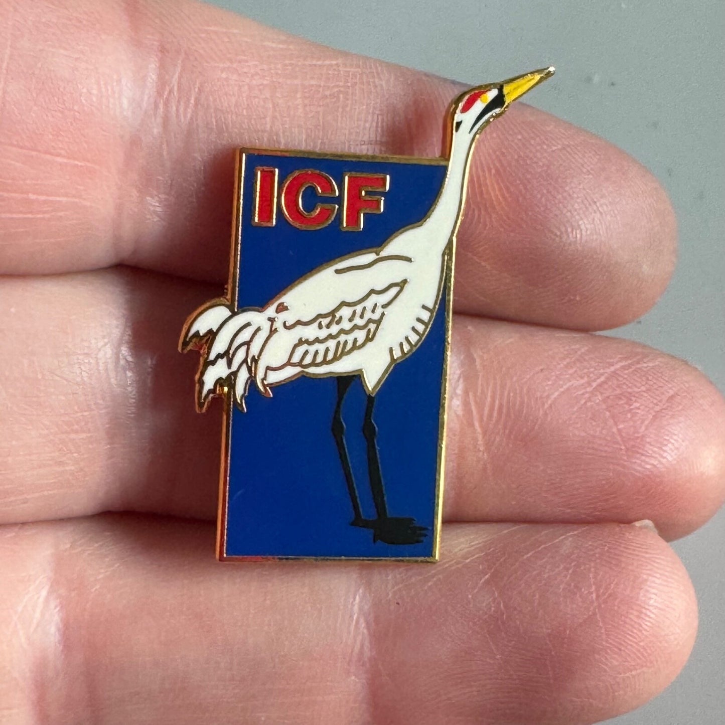 Vintage International Crane Foundation ICF Lapel Pin