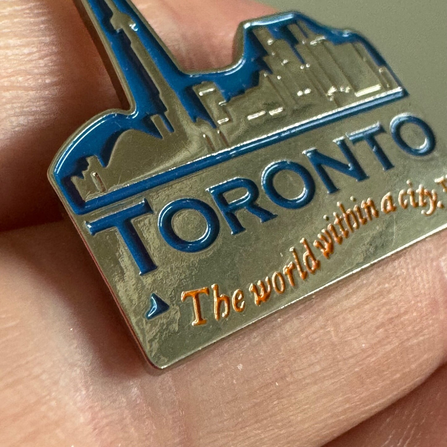 Vintage Toronto Skyline Lapel Pin CN Tower The World Within A City Souvenir