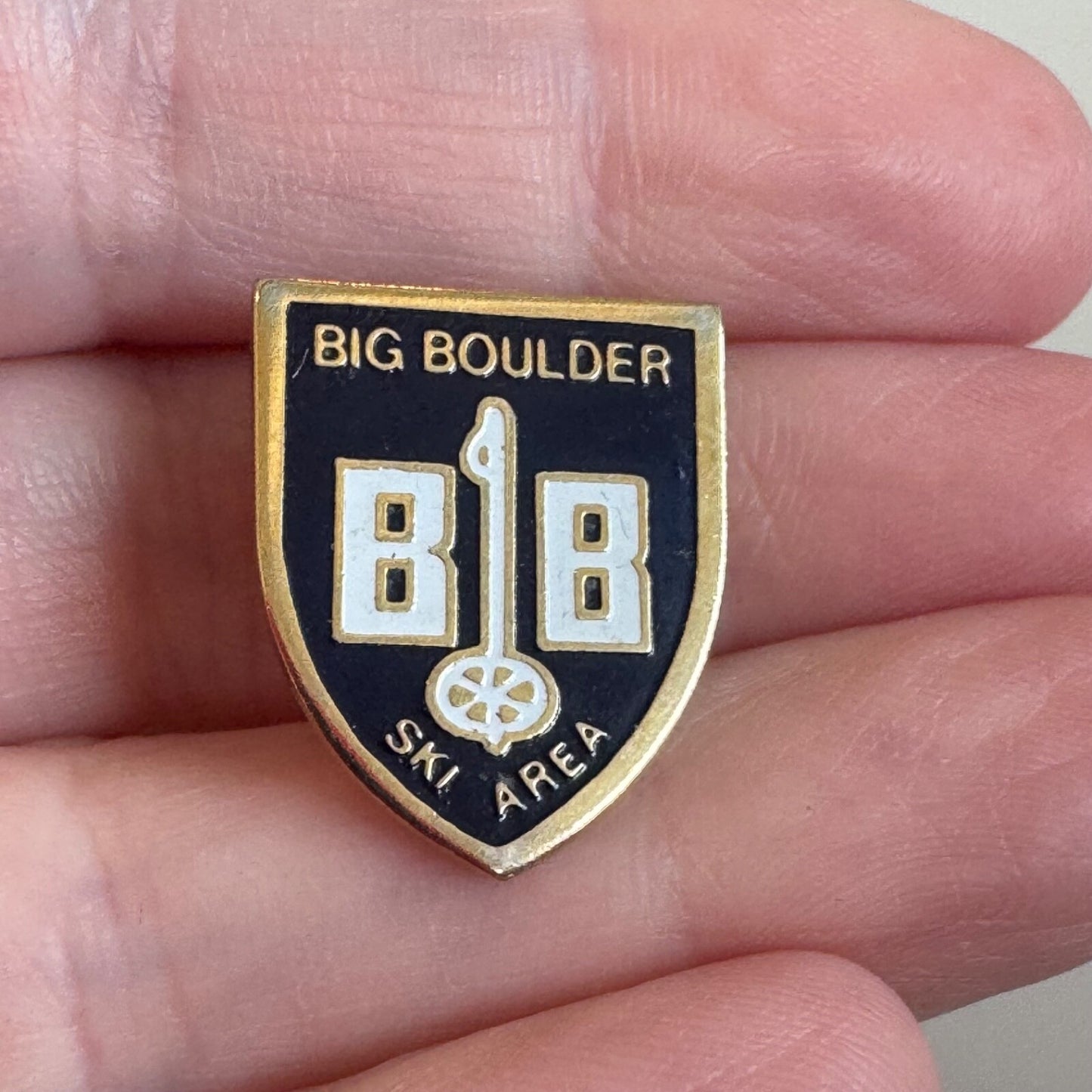Vintage Big Boulder Ski Area BB Lapel Pin Shield Crest Pennsylvania