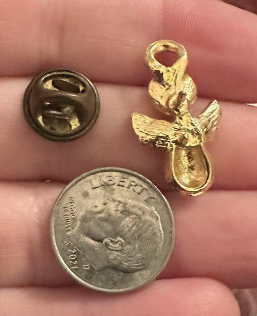 Happy Smiley Face Angel Lapel Pin Christian Tie Tack Brooch Don't Worry Yellow