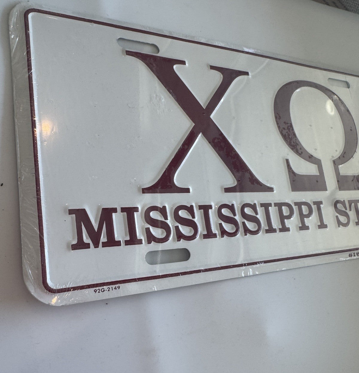 Vintage Mississippi State University Chi Omega - License Plate Tag New Old Stock