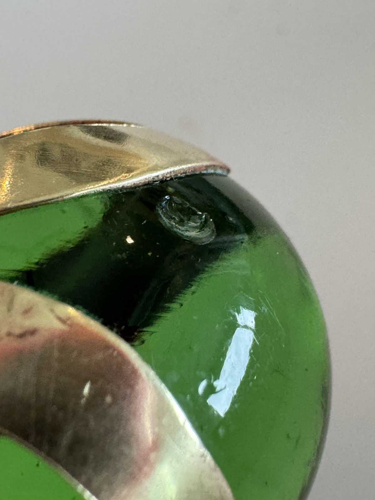 Antique Art Deco Original Green Glass Ball Brass Threaded Lamp Finial