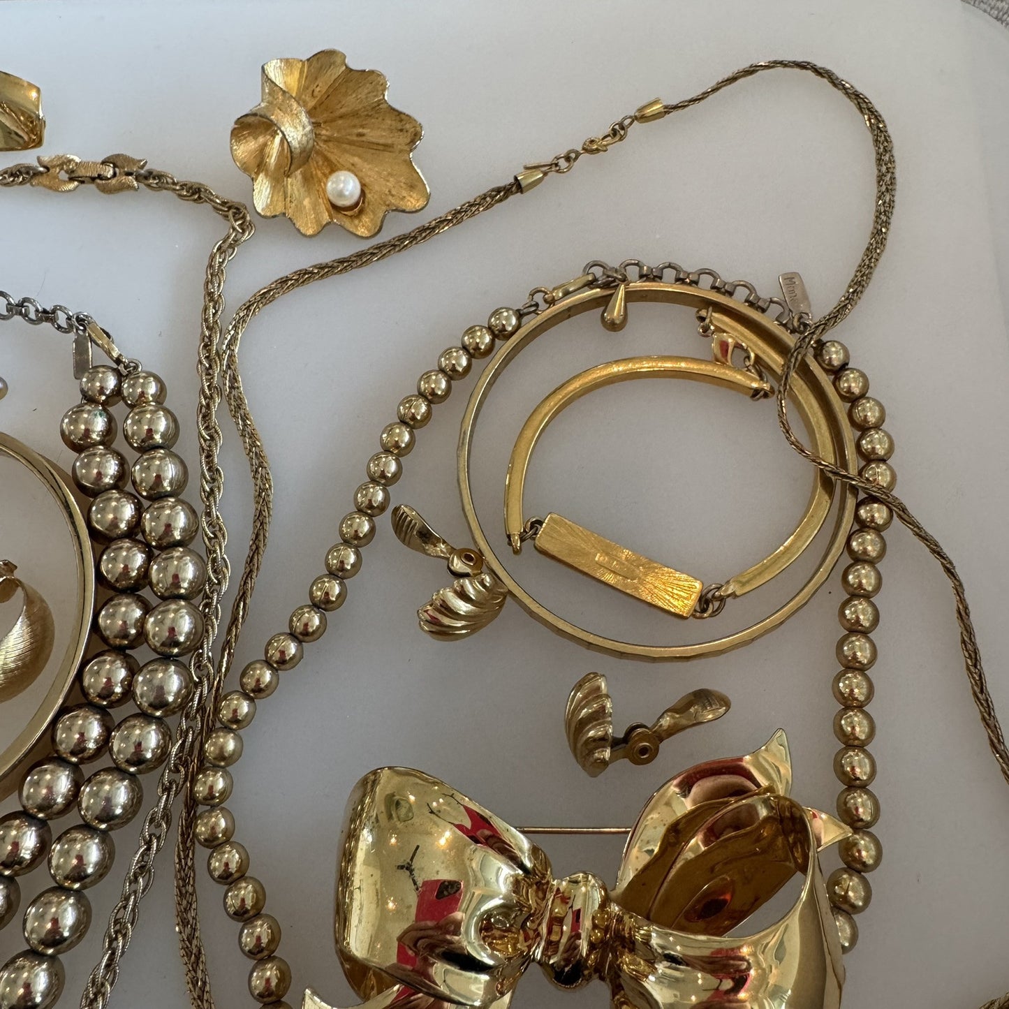 VTG Gold Tone ALL SIGNED Jewelry Lot For Repair Parts Repurpose Harvest AS-IS