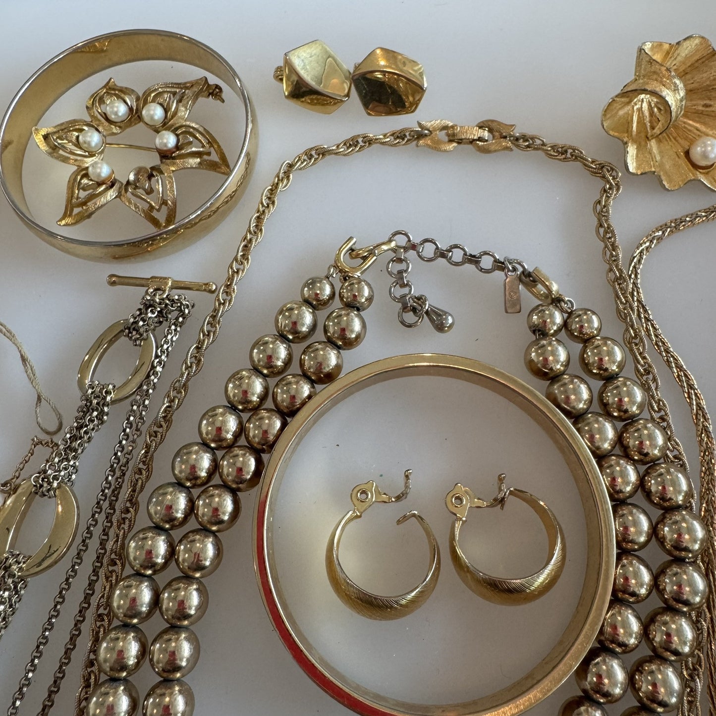 VTG Gold Tone ALL SIGNED Jewelry Lot For Repair Parts Repurpose Harvest AS-IS