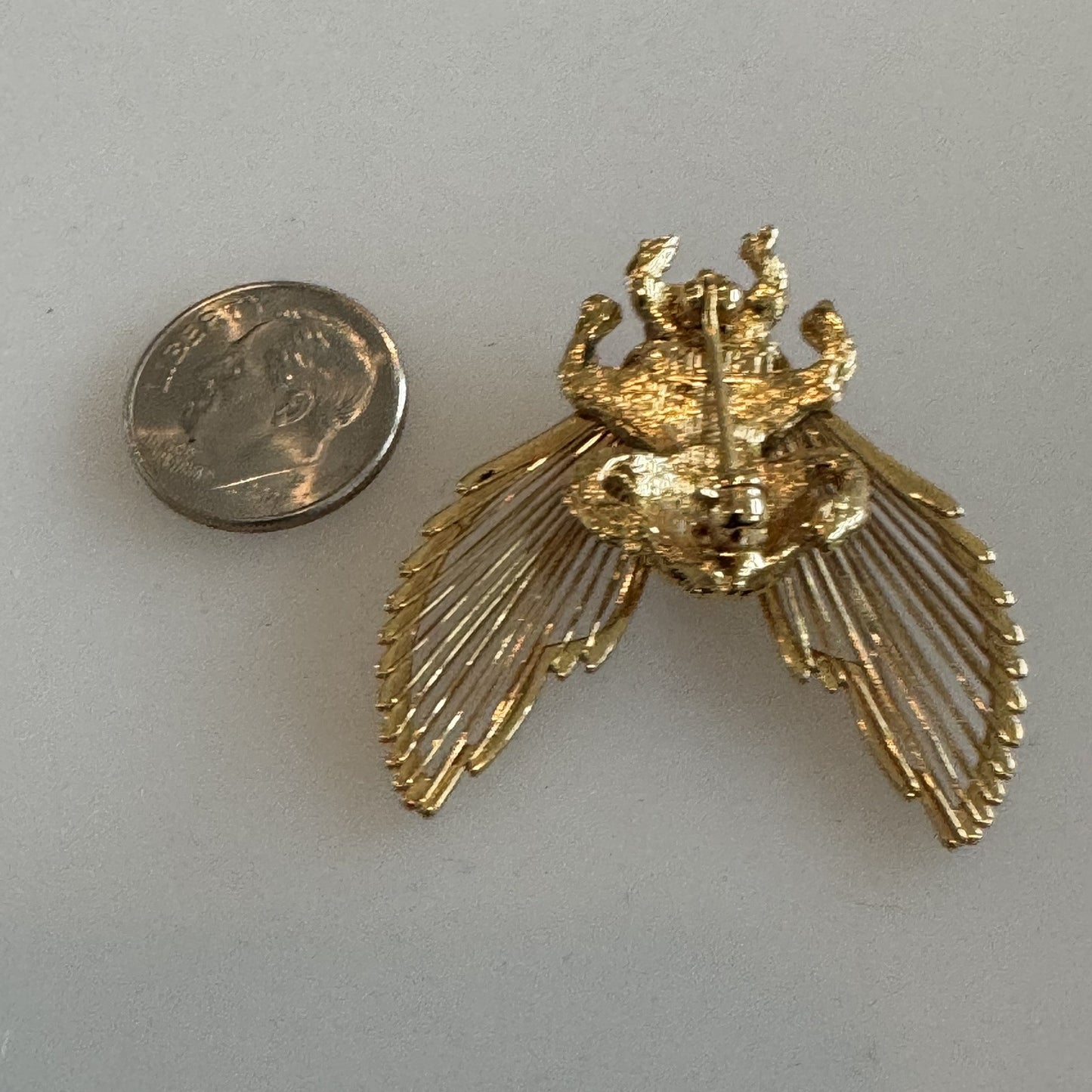 Vintage MONET Signed Gold Tone Bumble Bee Insect Bug Brooch Pin Wire