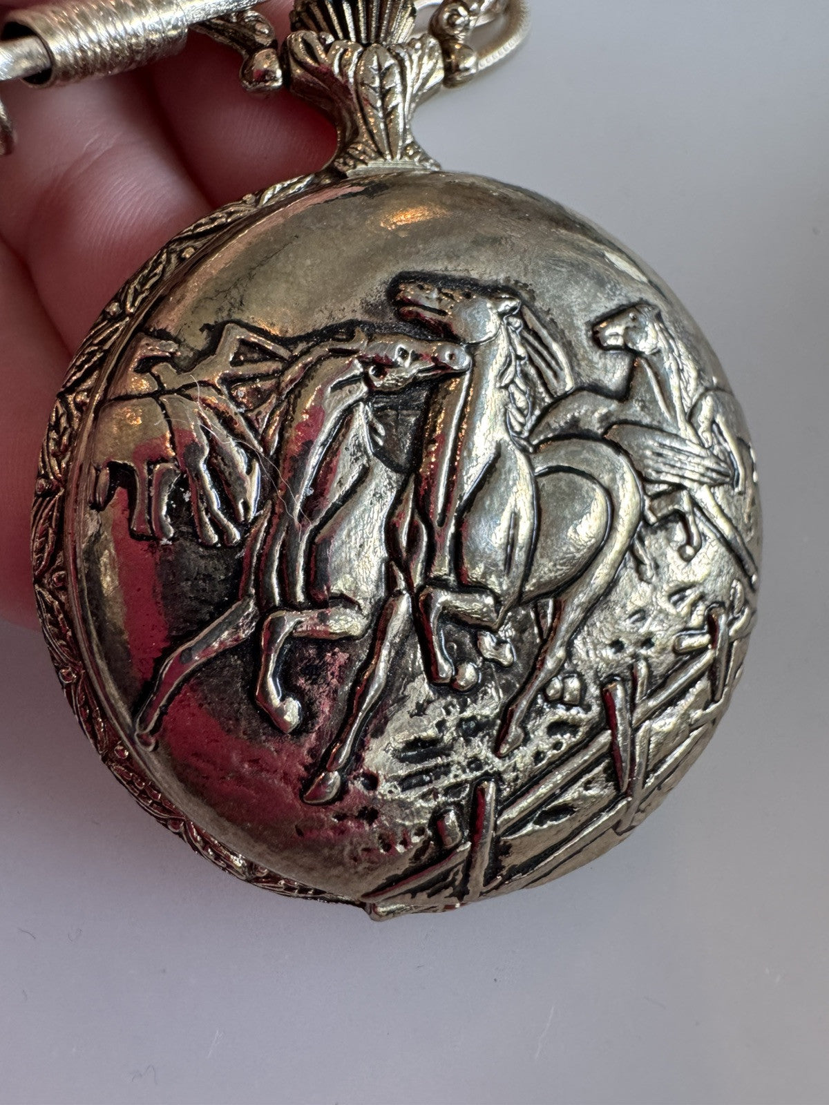 Vintage Remington Mainspring 23 Pocket Watch Cowboy Horse Scene Victorian Theme