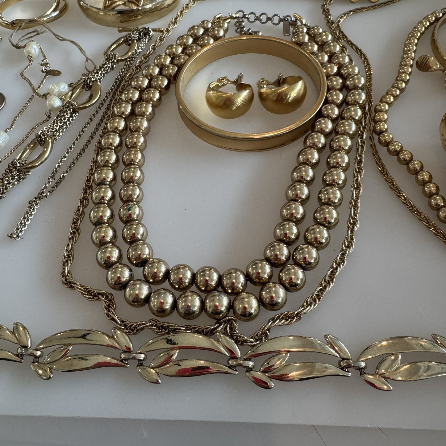 VTG Gold Tone ALL SIGNED Jewelry Lot For Repair Parts Repurpose Harvest AS-IS