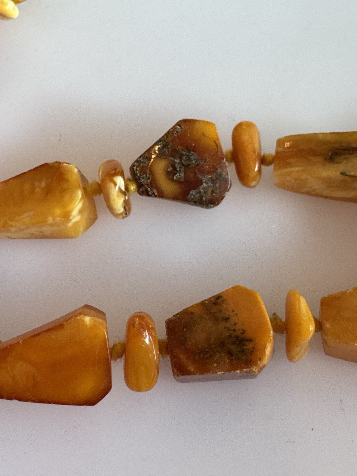 Vintage 25" Hand Knotted Amber Necklace 34g Cognac Butterscotch Egg Yolk