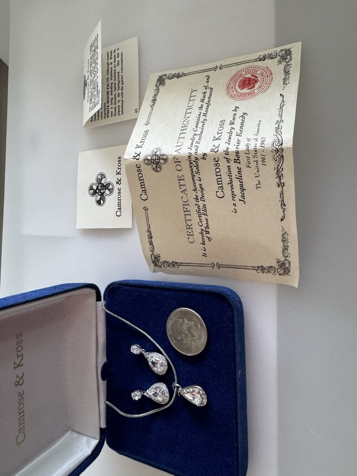 CAMROSE & KROSS Jackie Kennedy Necklace Earrings Original Box & COAs Sudan