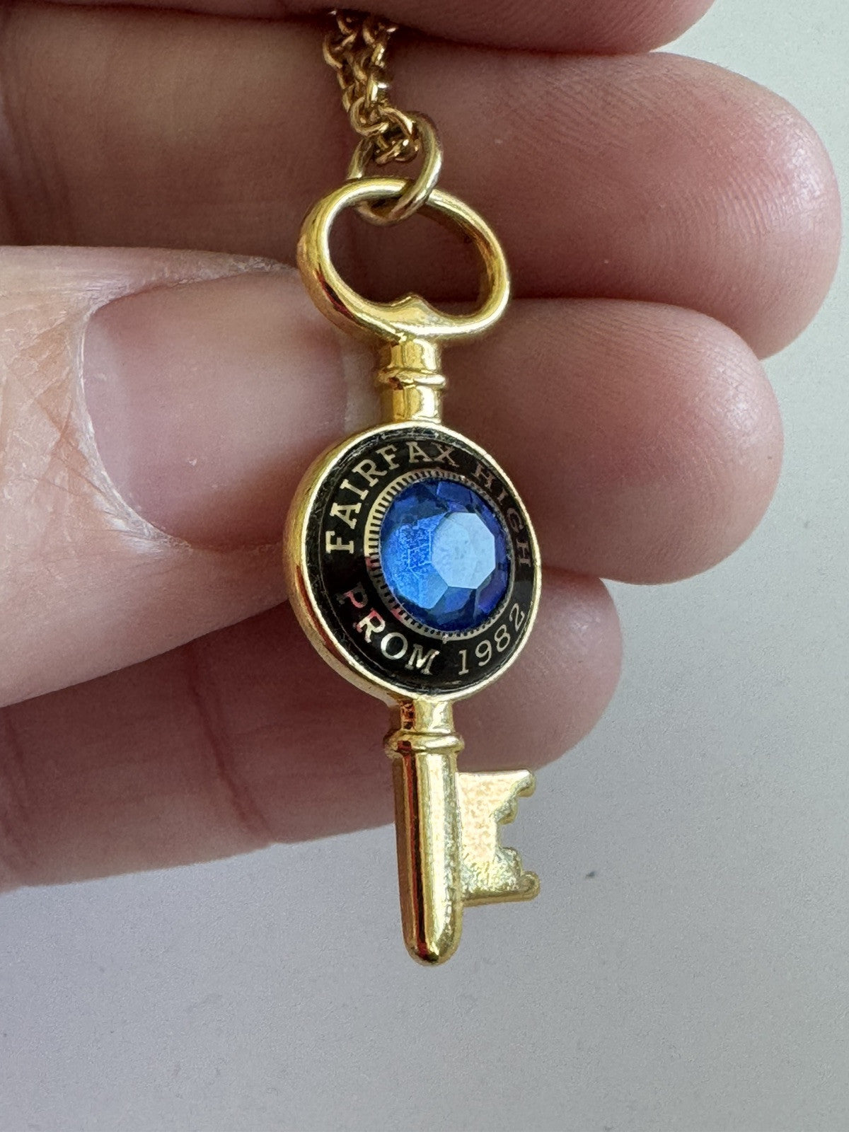 Vintage 1982 Fairfax High School Prom Key Charm Pendant Necklace