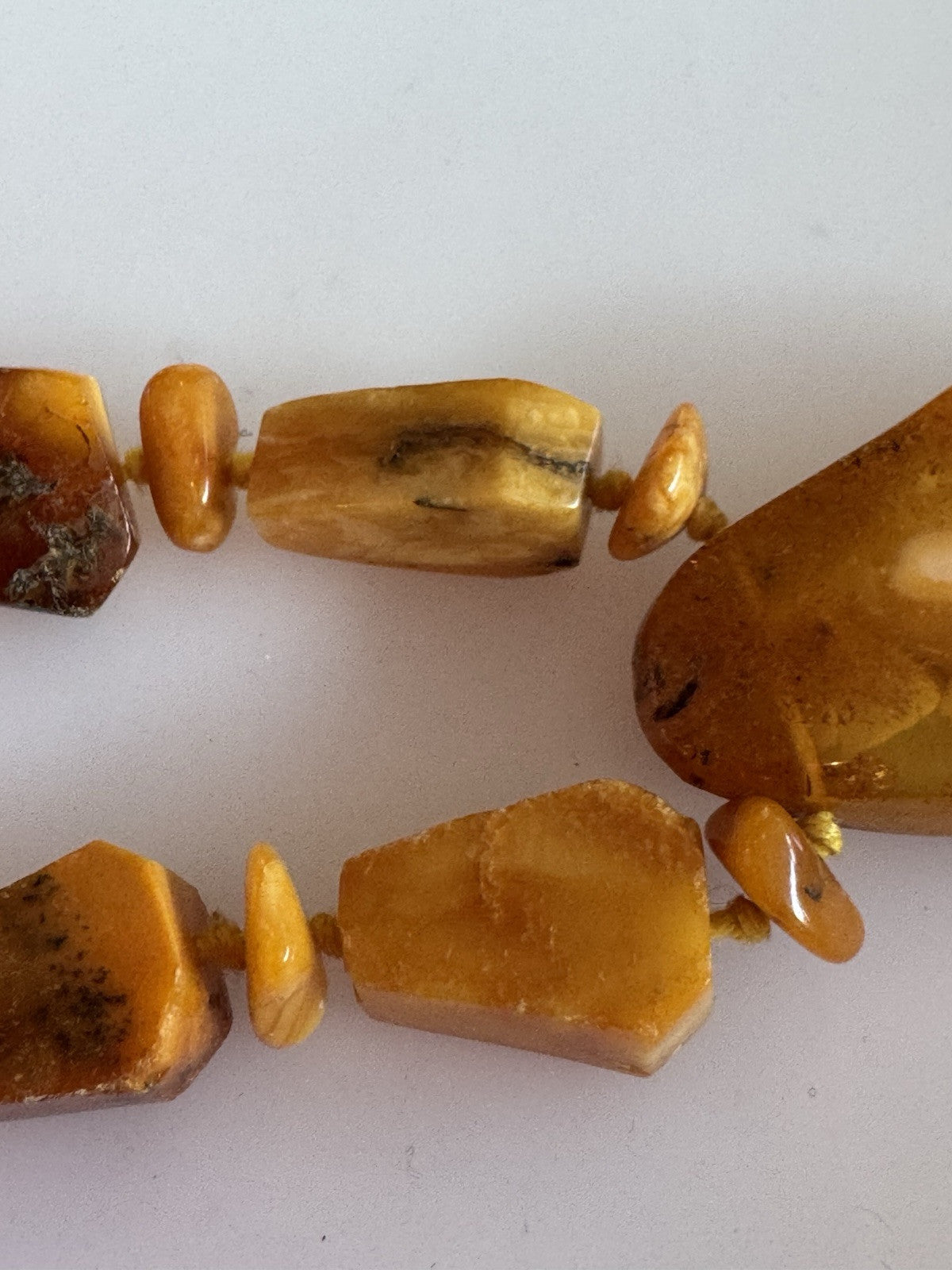 Vintage 25" Hand Knotted Amber Necklace 34g Cognac Butterscotch Egg Yolk