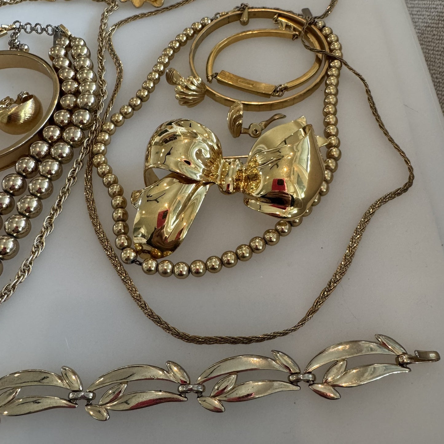 VTG Gold Tone ALL SIGNED Jewelry Lot For Repair Parts Repurpose Harvest AS-IS