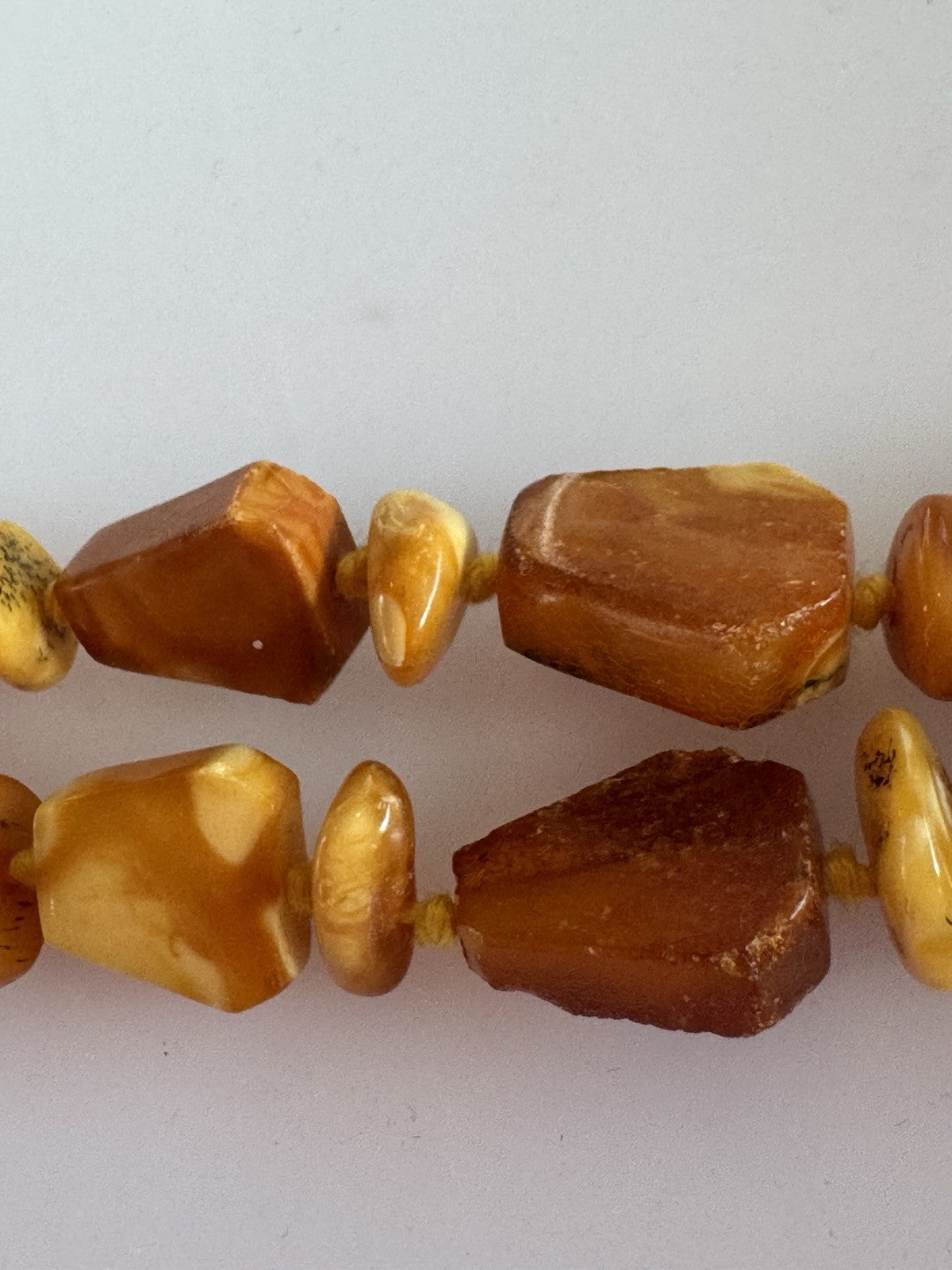 Vintage 25" Hand Knotted Amber Necklace 34g Cognac Butterscotch Egg Yolk
