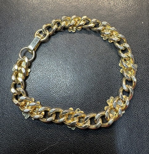 Link Bracelet Clover Shamrock Gold Plated 7 1/4”
