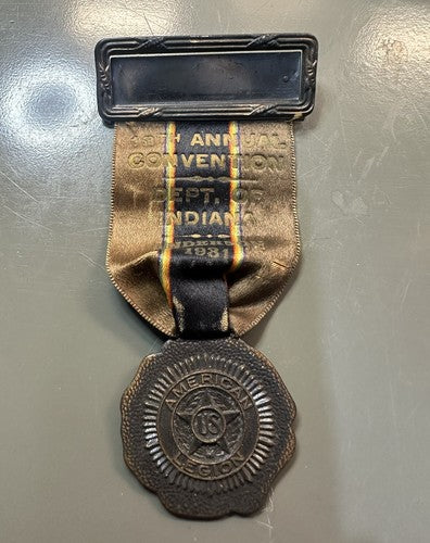 1931 AMERICAN LEGION 13th Annual Convention, Dept of Indiana BRASS WATCH FOB IN