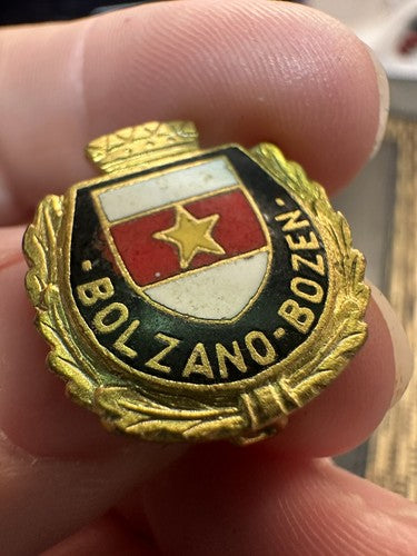 Bolzano-Bowen ~ Italy ~ Vintage Enamel Travel Shield Crest Pin Labor Milano