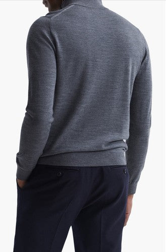 Reiss Blackhall Men's Size Med Long Sleeve Merino Funnel Neck Zip Sweater