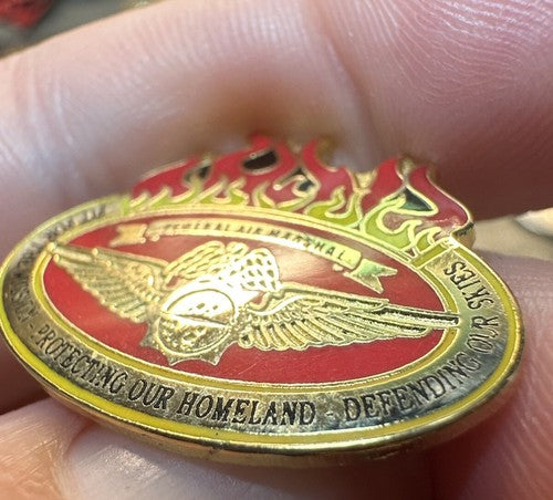 United States Federal Air Marshall Fire Themed Lapel Pin Defending Our Skies