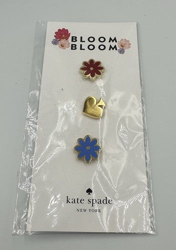 Kate Spade New York Bloom Bloom Flower Pin Backs New On Card
