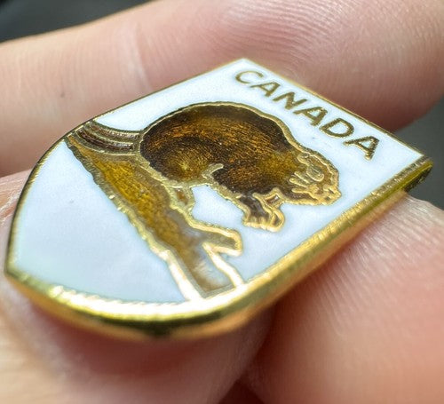 Canada Beaver Enamel Shield Pin Lapel