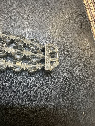 Vtg Marvella 3-Strand Faceted Crystal Beaded Bracelet Elegant Clasp Rhinestone