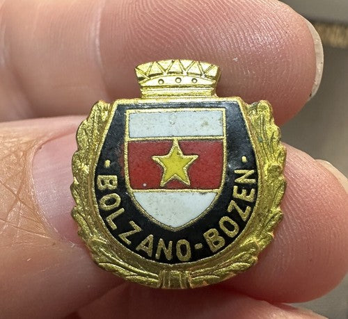 Bolzano-Bowen ~ Italy ~ Vintage Enamel Travel Shield Crest Pin Labor Milano