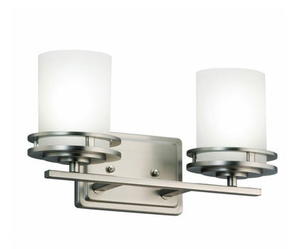 Kichler 5077NI Hendrik 2-Light Vanity Light, Brushed Nickel w/Opal Glass Shades