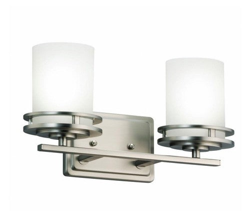 Kichler 5077NI Hendrik 2-Light Vanity Light, Brushed Nickel w/Opal Glass Shades