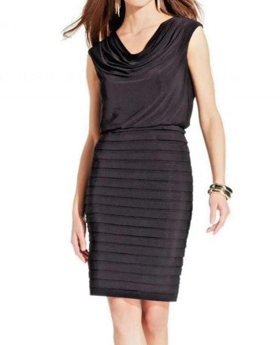 ADRIANNA PAPELL Bodycon Ribbed Cocktail Dress - Black - SIZE 2