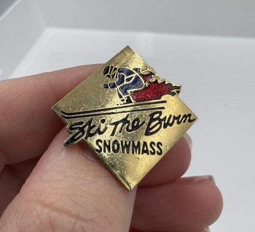 Vintage Aspen Snowmass SKI THE BURN Ski Pin Colorado Ski Resort RARE