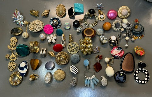 Vintage Modern Mixed Lot Single Clip on Earrings Wear Craft Repurpose 60+