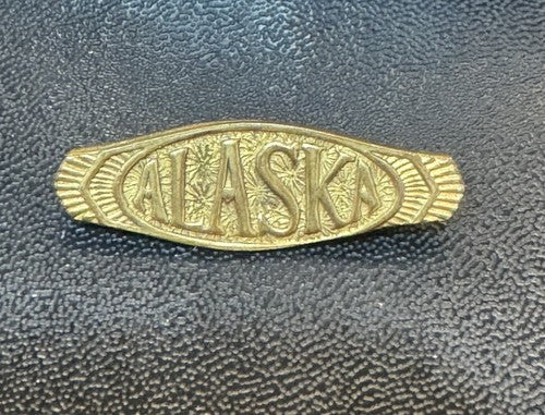 Antique Alaska Souvenir Travel Pin Gold Tone C-Clasp