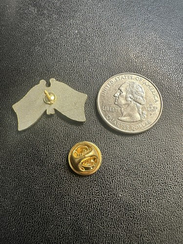 VTG Lapel Pinback Hat Pin Gold Tone American Germany Frendship Flag Pin 