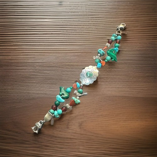 Carolyn Pollack Sterling Silver Multi Gemstone Concho Fetish Bracelet Beautiful!