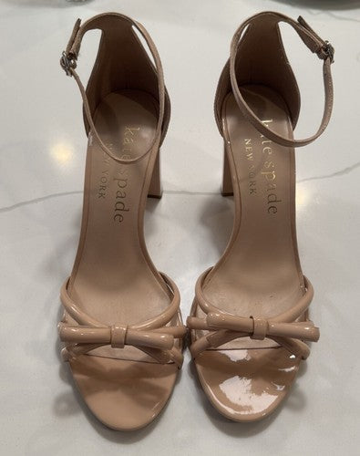 Women’s Kate Spade New York Flamenco Nude Patent Bow Heels Pumps Size 10B $198